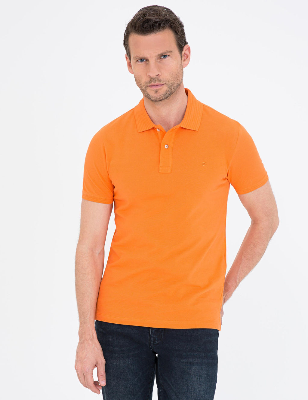 Turuncu Slim Fit Basic Ti__rt