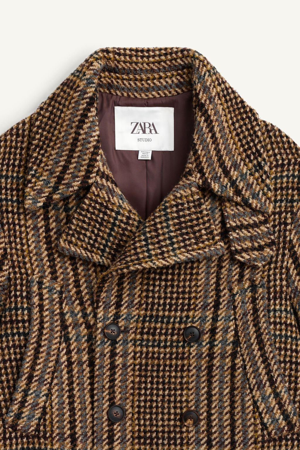 LIMITED EDITION CROPPED CHECK COAT WITH SCARF - Zara фото 11