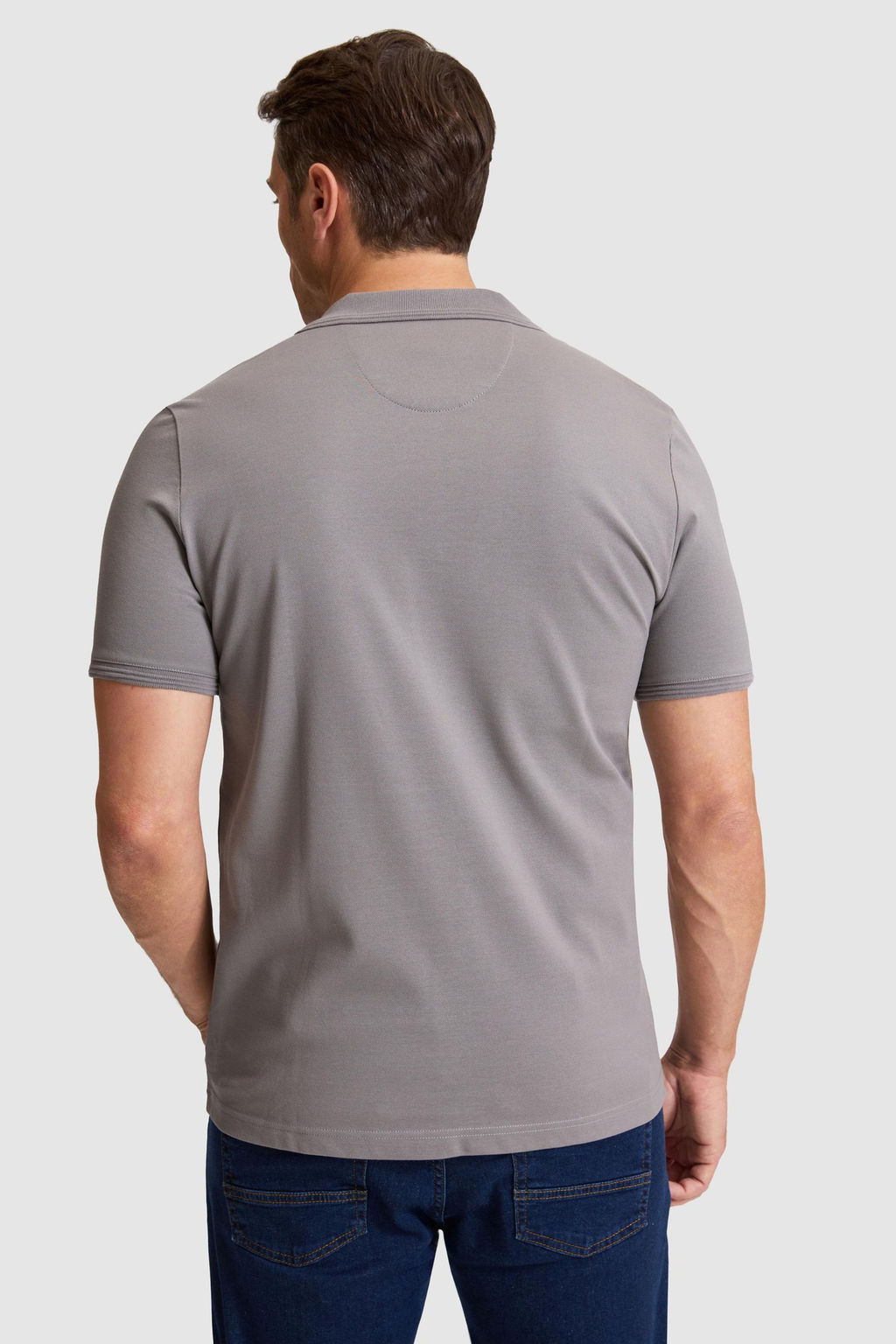 Erkek Gri Regular Fit Polo Yaka Basic Ti__rt