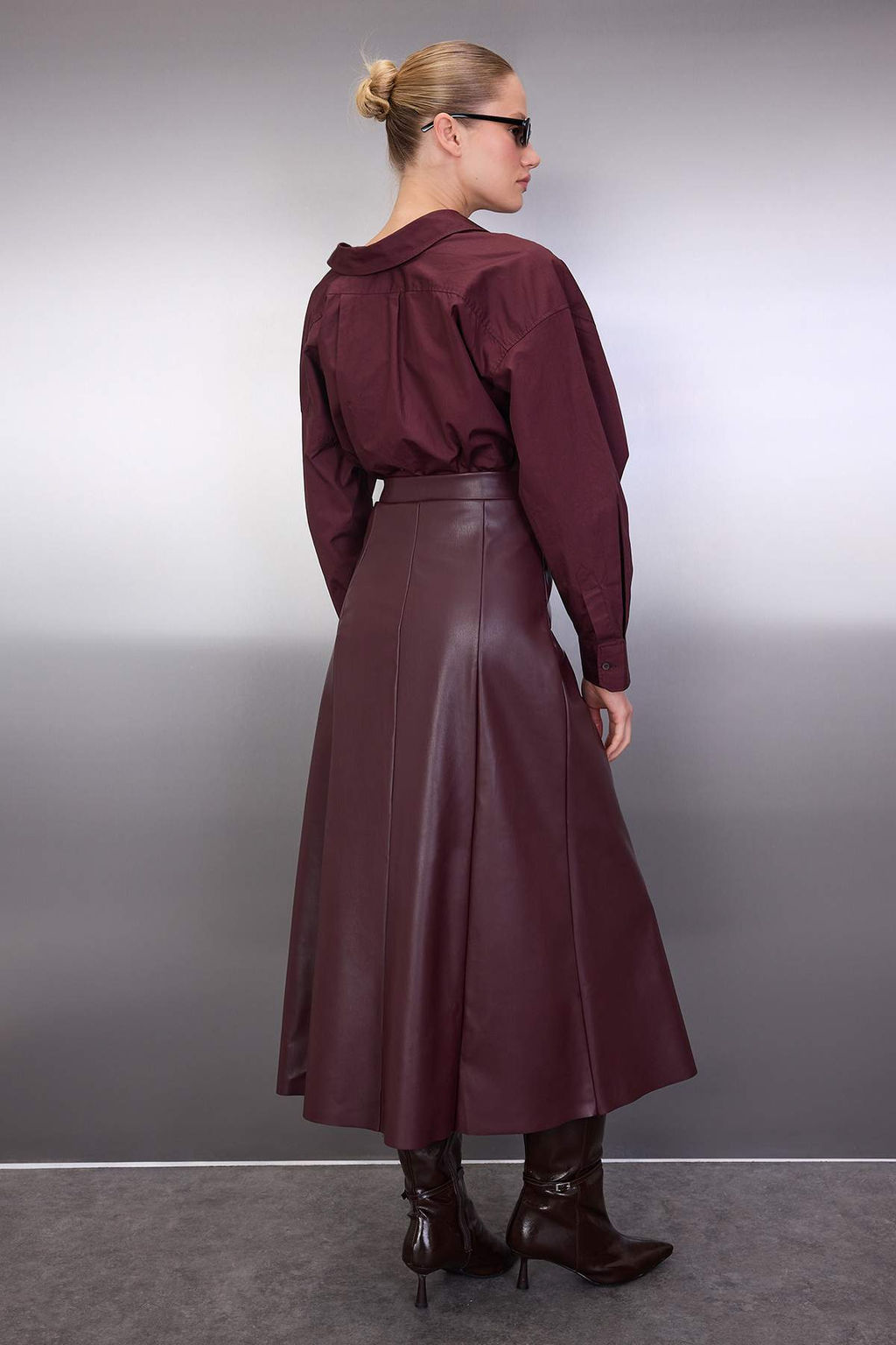 Bordo A Line/Can Kesim Maxi Orme Etek TWOAW26ET00112 - Trendyolmilla фото 4