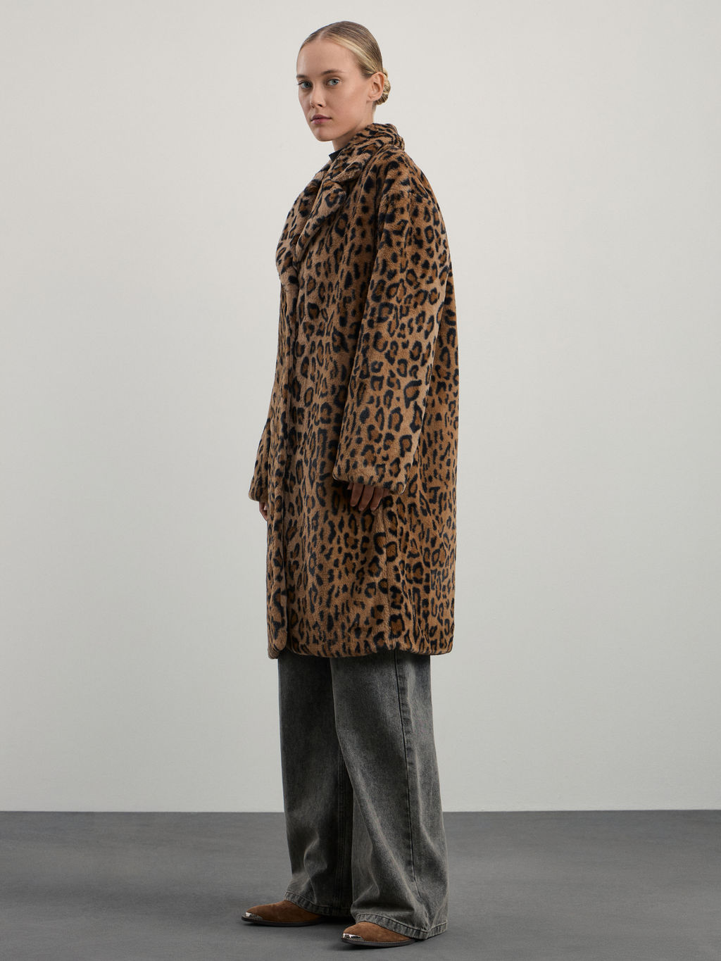 Шуба из искусственного меха с принтом / Zarina  фото 4