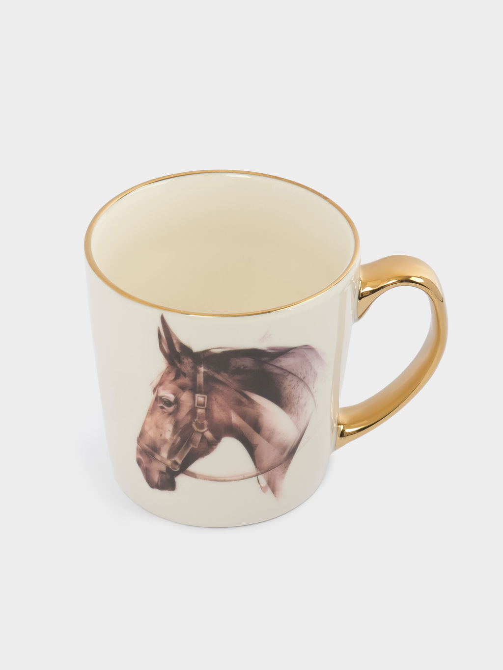 Кружка, 500 мл, фарфор N, бело-золотистая, Голова лошади, Horse - Anna lafarg фото 2