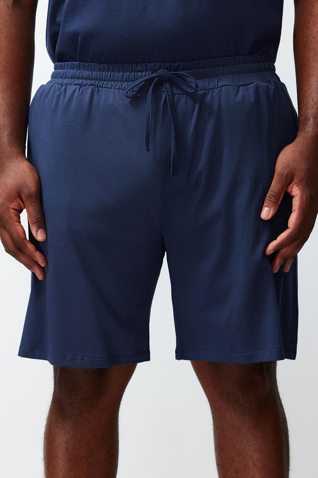 TRENDYOL MAN Buyuk Beden Lacivert Regular Fit Rahat Slogan Bask?l? Orme Sortlu Pijama Tak?m? TMNSS23PT00013 - Trendyolmilla фото 5