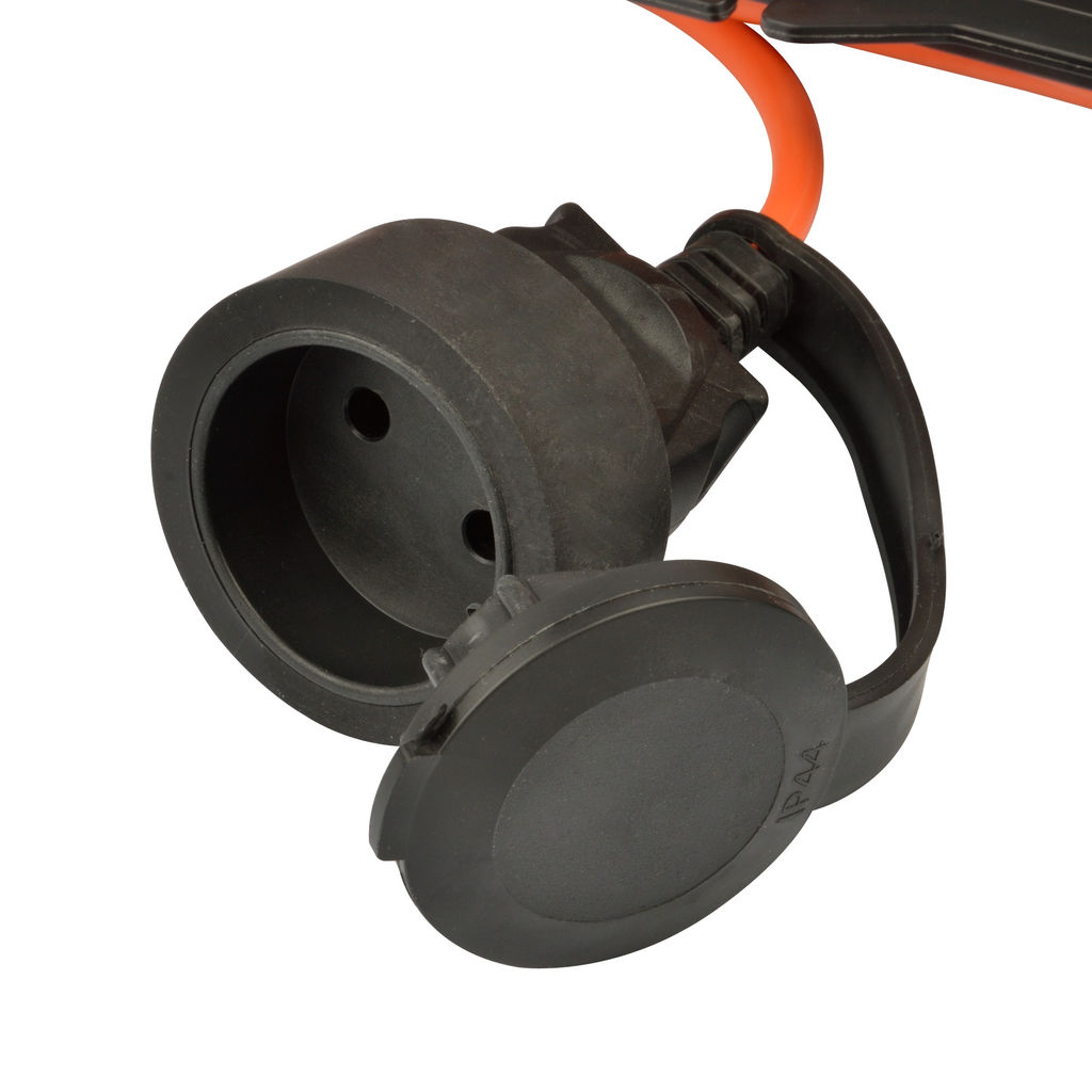UG /UCK-1N/2x0,75/20M/F IP44 ORANGE Удлинитель силовой на рамке, б/з, 1гнездо, 20м (ПВС 2х0,75), 6A. Оранжевый. TМ Uniel
