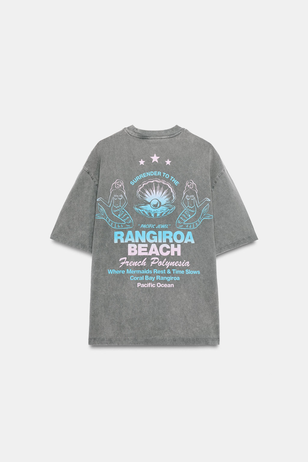 CAMISETA EFECTO LAVADO TEXTO / Gris antracita