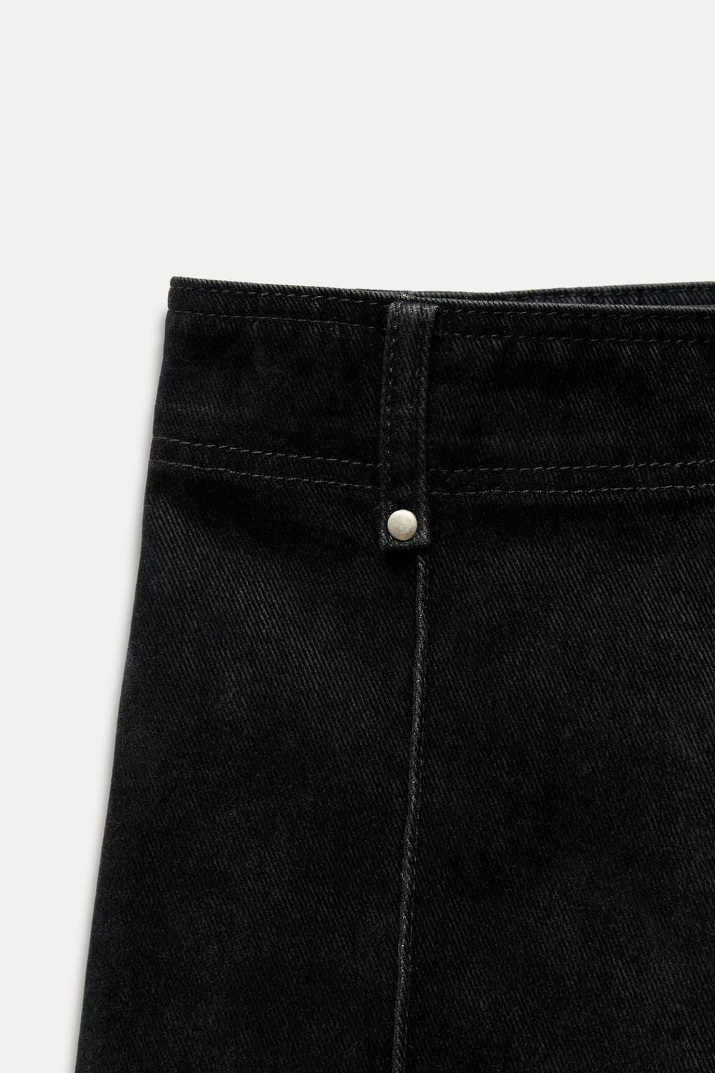 ZW COLLECTION WIDE-LEG HIGH-WAIST FLOCKED JEANS - Zara фото 9