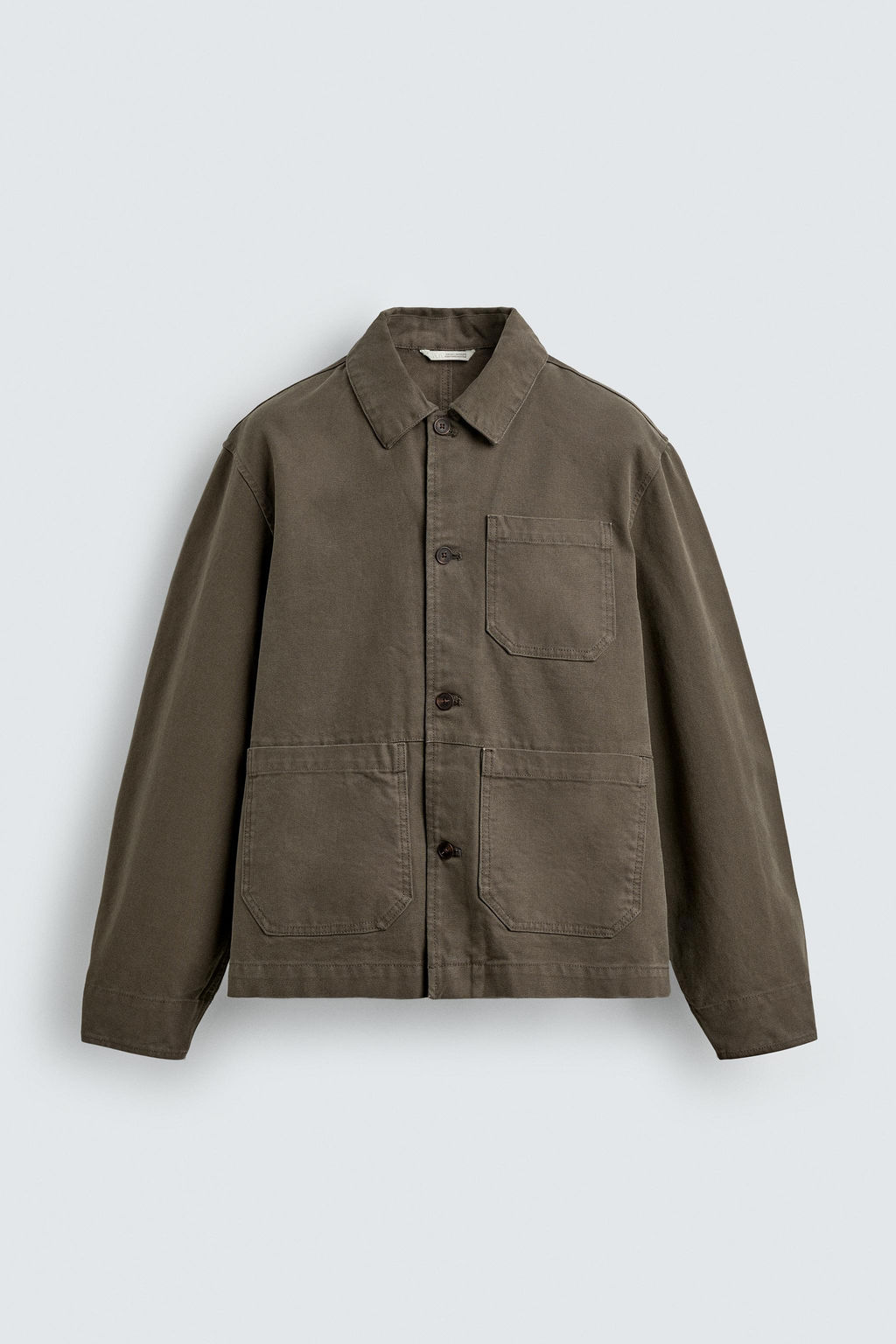 SOBRECAMISA RELAXED FIT CANVAS LAVADO / Marr?n / Topo - Zara фото 8