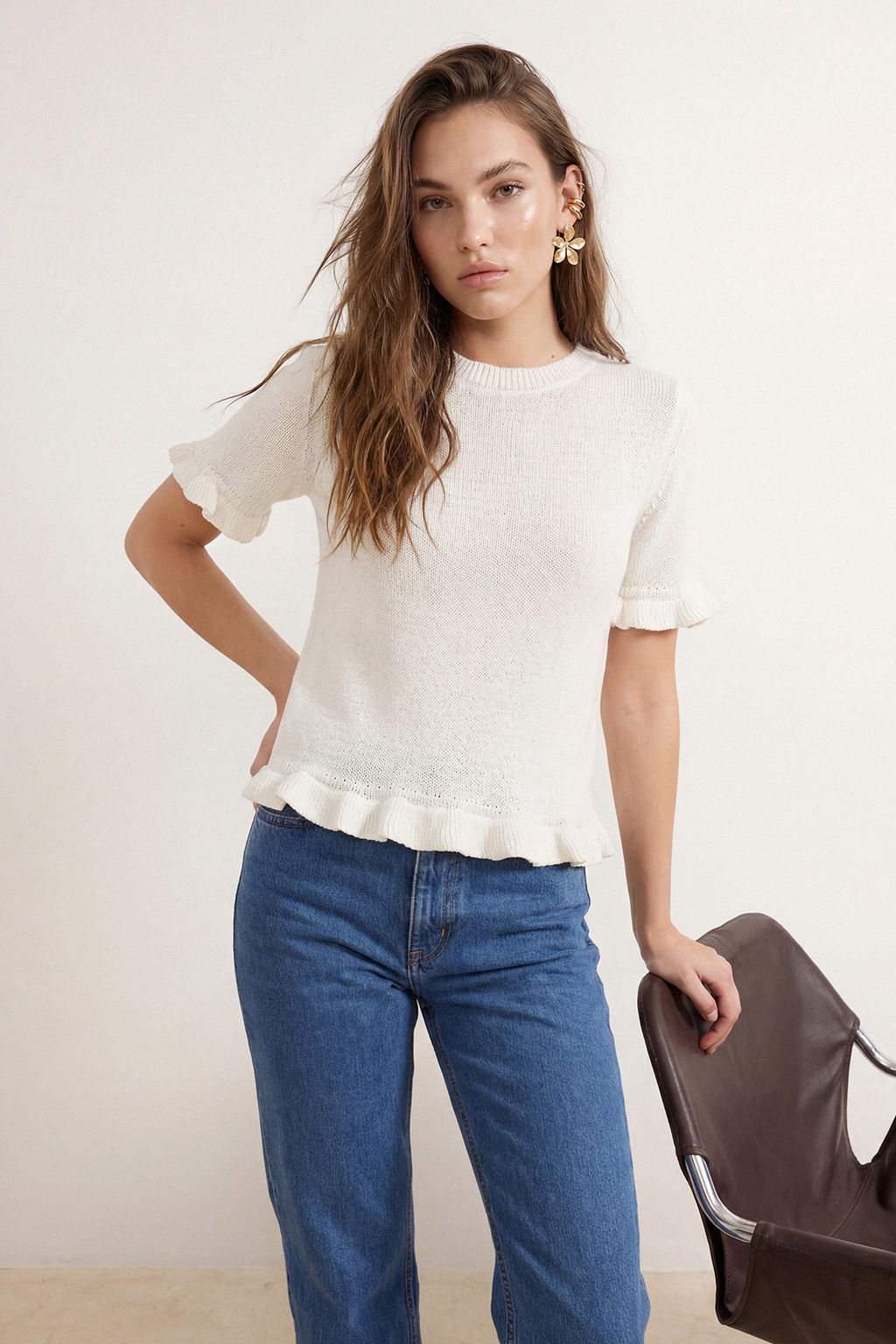 Limited Edition Ekru F?rf?r Detayl? Bisiklet Yaka Triko Bluz TWOSS26BZ00135