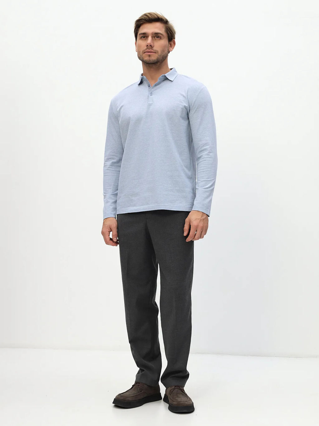 Джемпер мужской с воротником поло GREG G155-TD1246-LT7328 (голубой)  фото 5