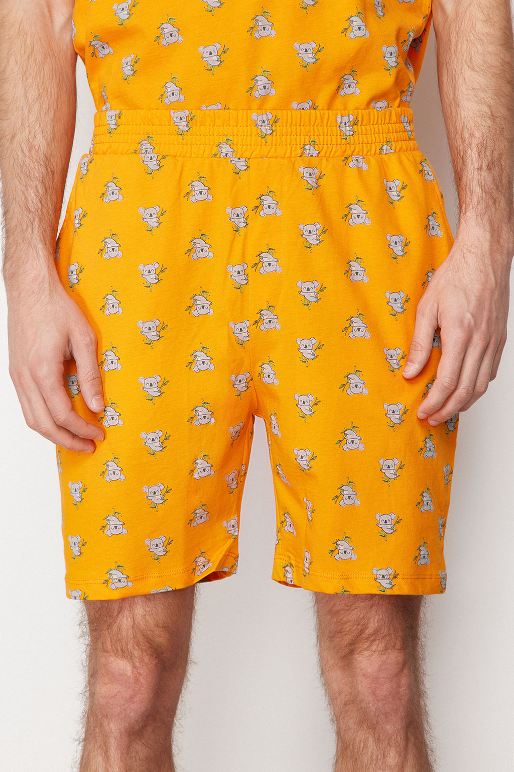 TRENDYOL MAN Turuncu %100 Pamuk Regular Fit Koala Bask?l? Orme Sortlu Pijama Tak?m? THMSS21PT1239 - Trendyolmilla фото 2