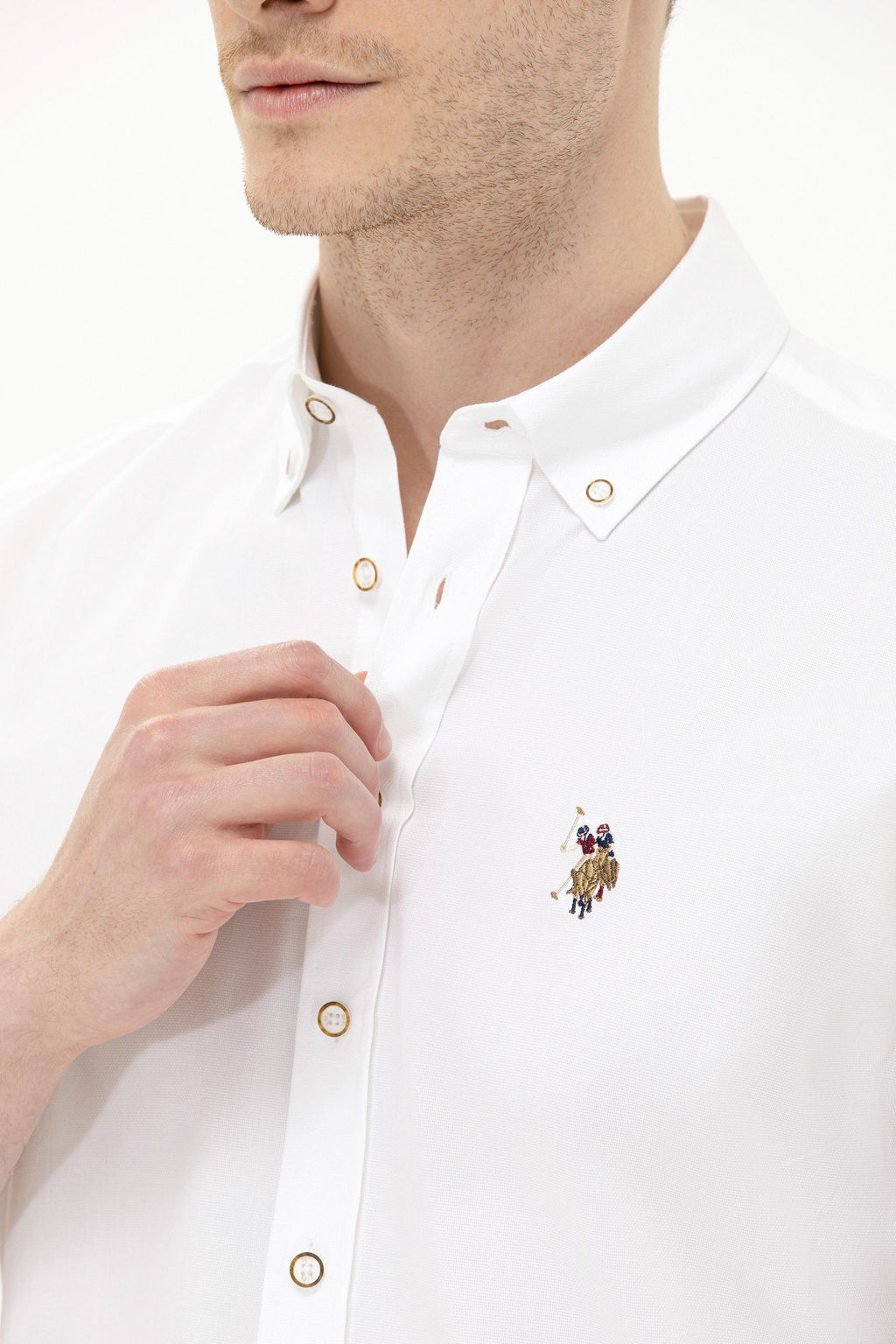 U. S. Polo Assn / Мужская белая рубашка с длинным рукавом - U.s. polo assn фото 7