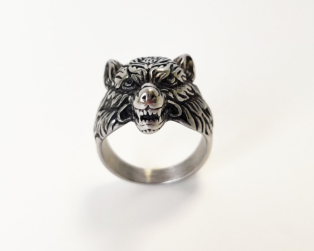 Мужское кольцо из стали Медведь