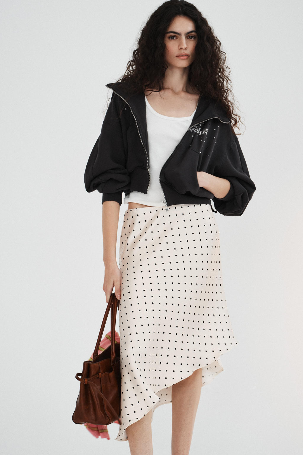 ASYMMETRIC POLKA DOT SATIN SKIRT - Zara фото 12