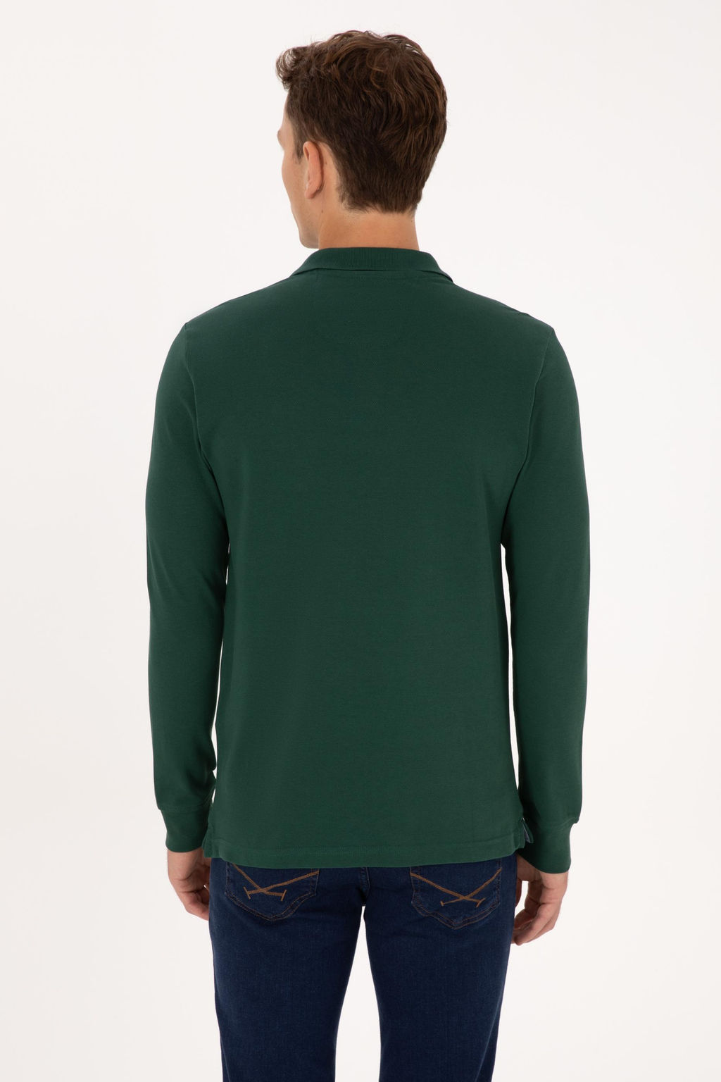 Erkek Koyu Ye_il Basic Sweatshirt