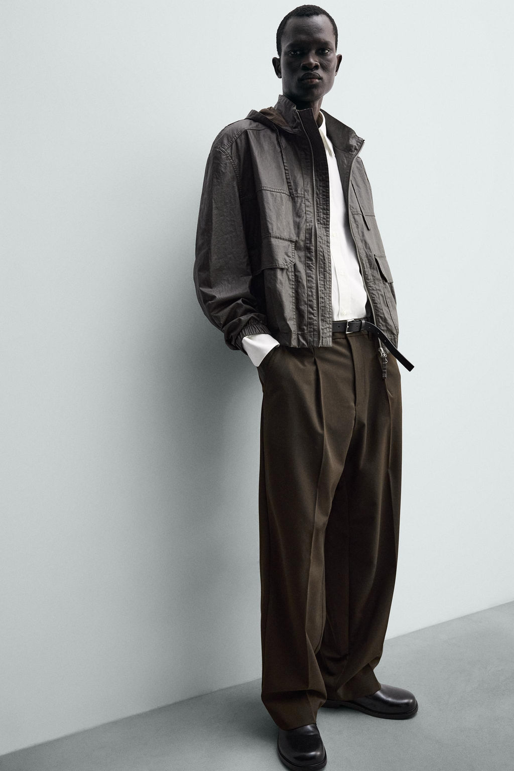 PANTAL?N WIDE FIT PLIEGUES / Marr?n - Zara фото 6