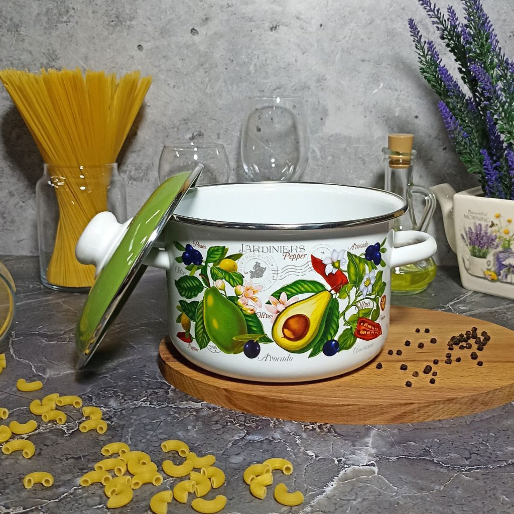 Кастрюля 5,5л цил. Авокадо 6RD221М белосн.