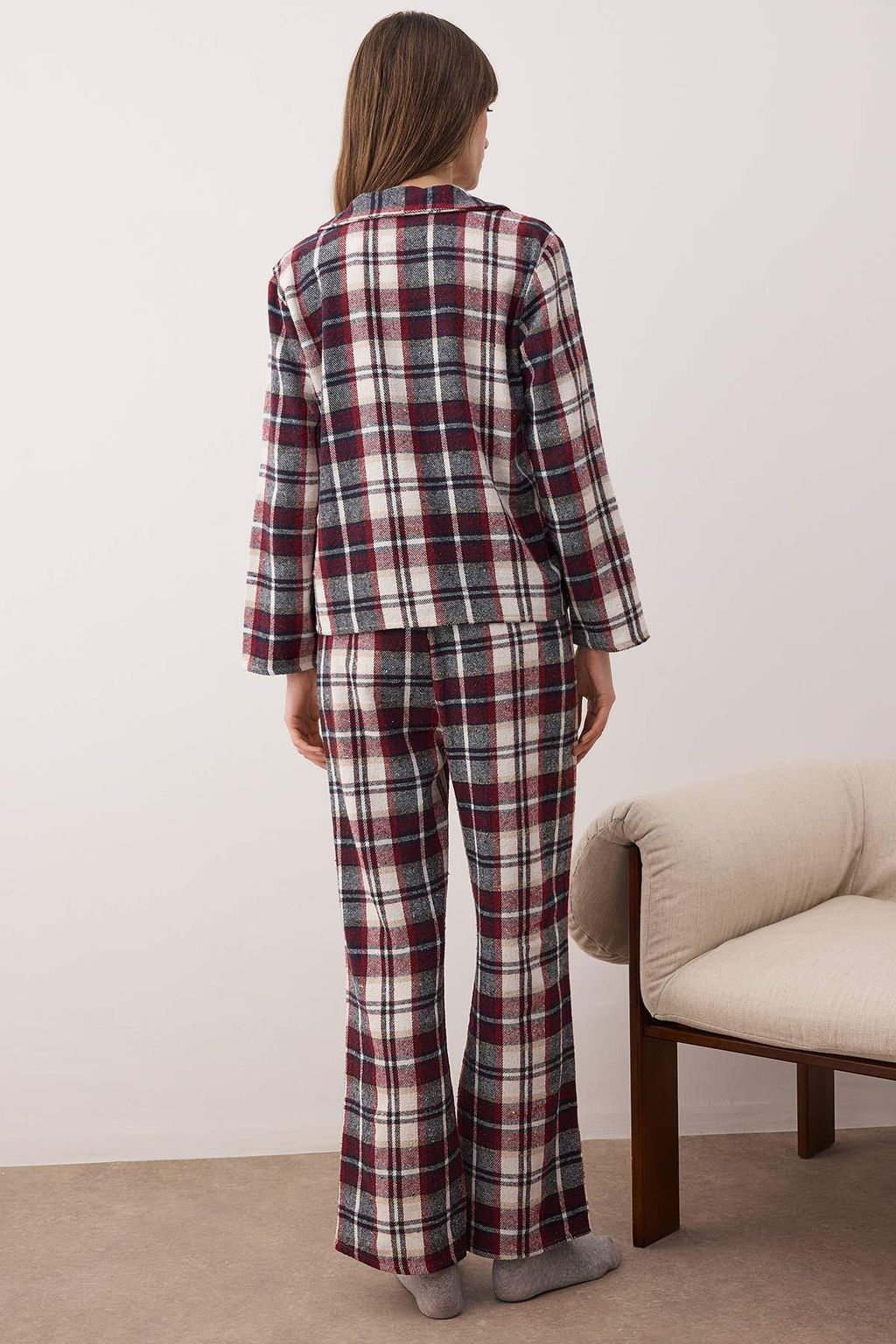 Cok Renkli Ekose / Kareli K?sl?k Kal?n Flanel Dokuma Pijama Tak?m? THMAW26PT00175 - Trendyolmilla фото 6