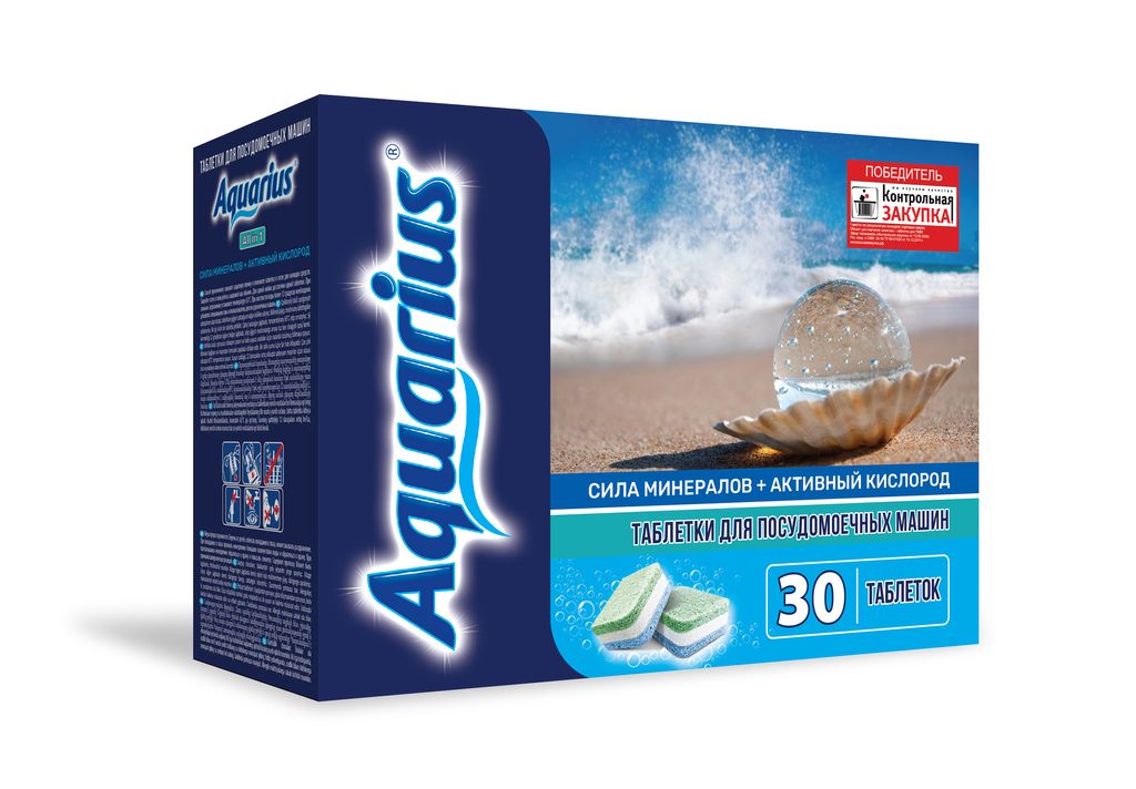 Таблетки для ПММ AQUARIUS Сила Минералов + Активный Кислород 30 шт