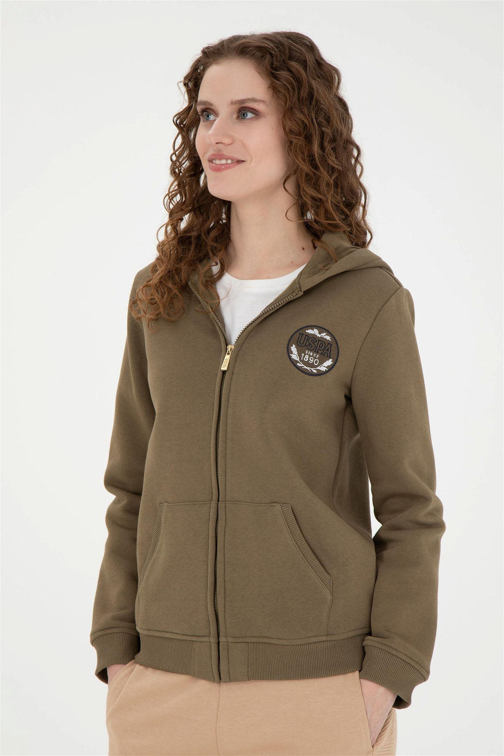 Женский свитшот цвета хаки - U.s. polo assn фото 3