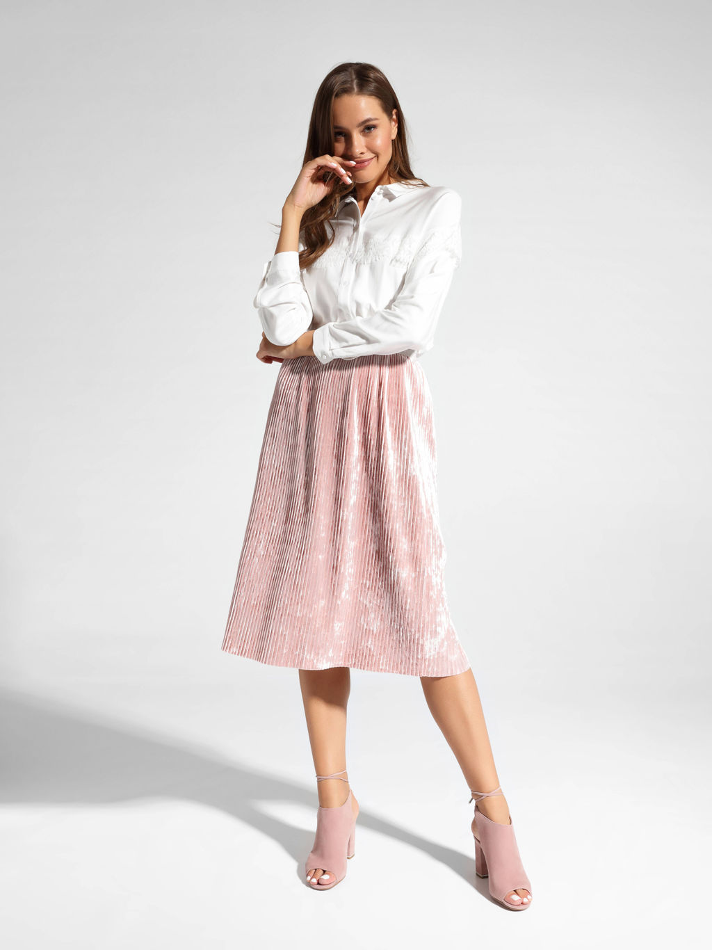 CONTE Однотонная рубашка из вискозы LBL 1036 off-white - Conte elegant фото 7
