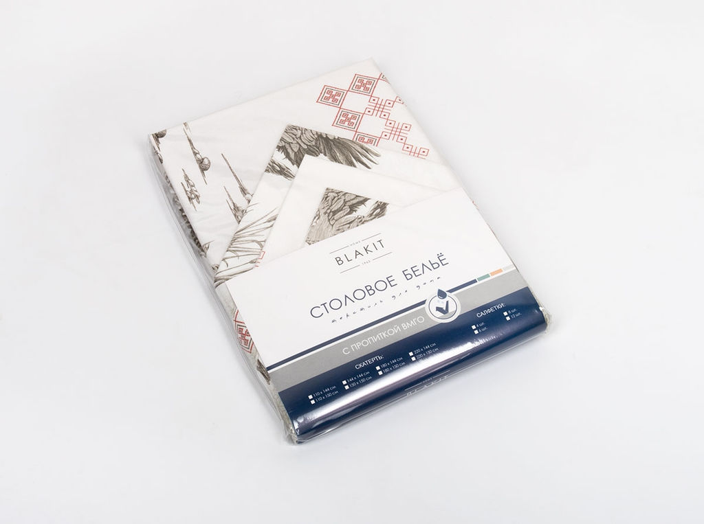 Комплект столовый 44731-БЧ 145*145 +6 салф. 40*40 D1902 "Танец серых журавлей"