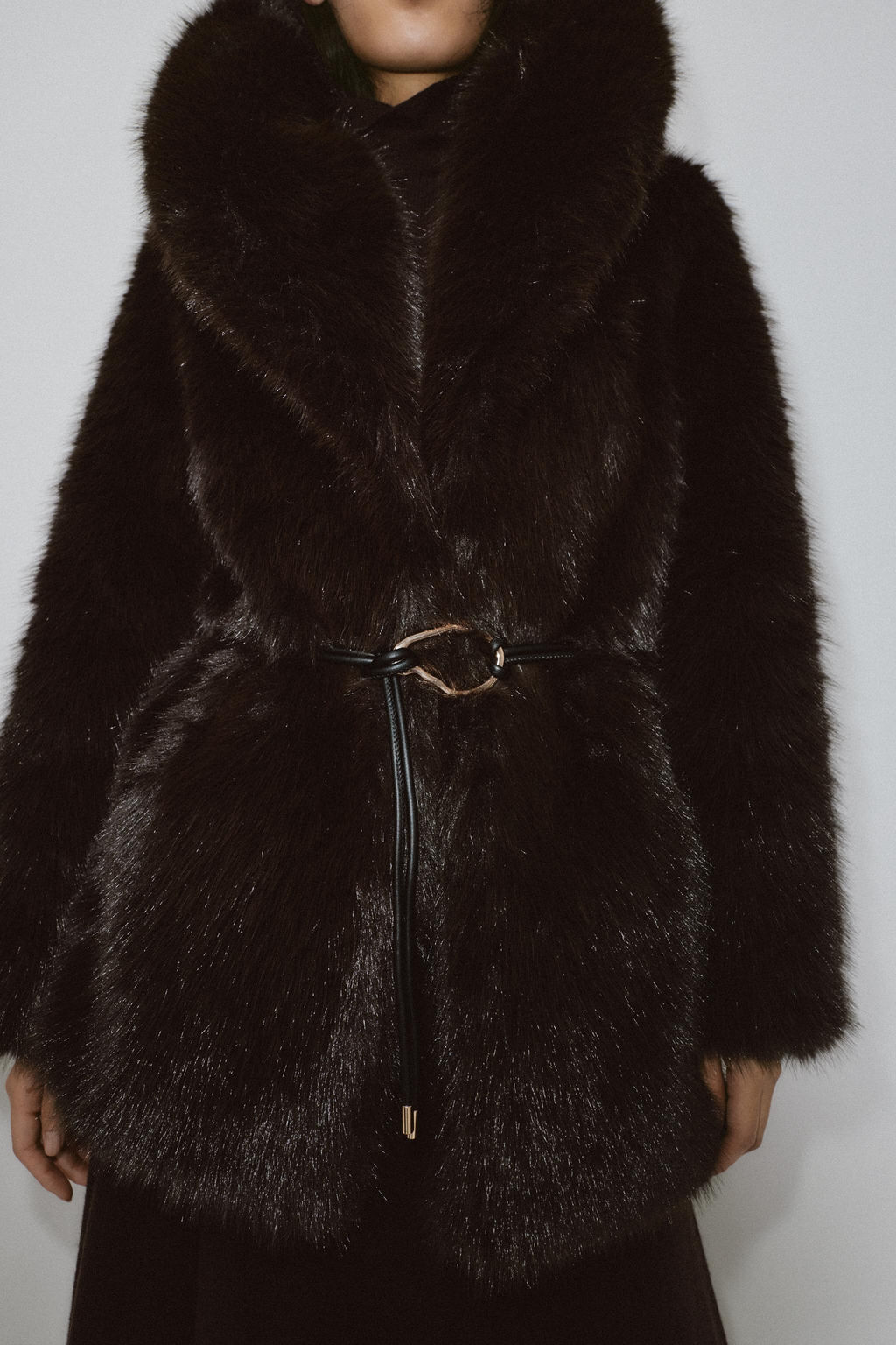 FAUX FUR BELTED COAT