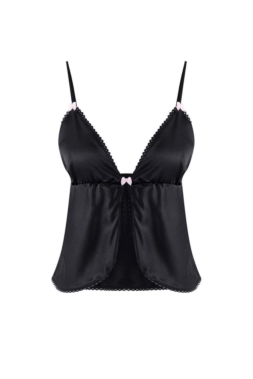 Siyah 4lu Ceyiz Set Saten Dokuma Gecelik+Sabahl?k+Pijama Tak?m? THMAW26PT00210 - Trendyolmilla фото 12