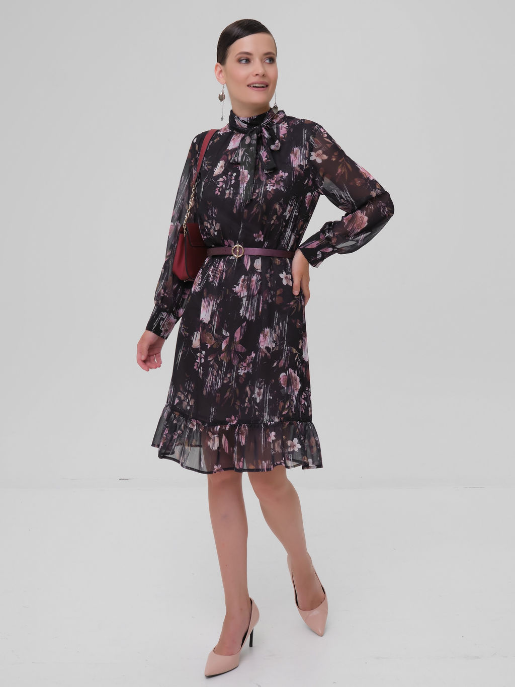 Платье из креп-шифона с принтом