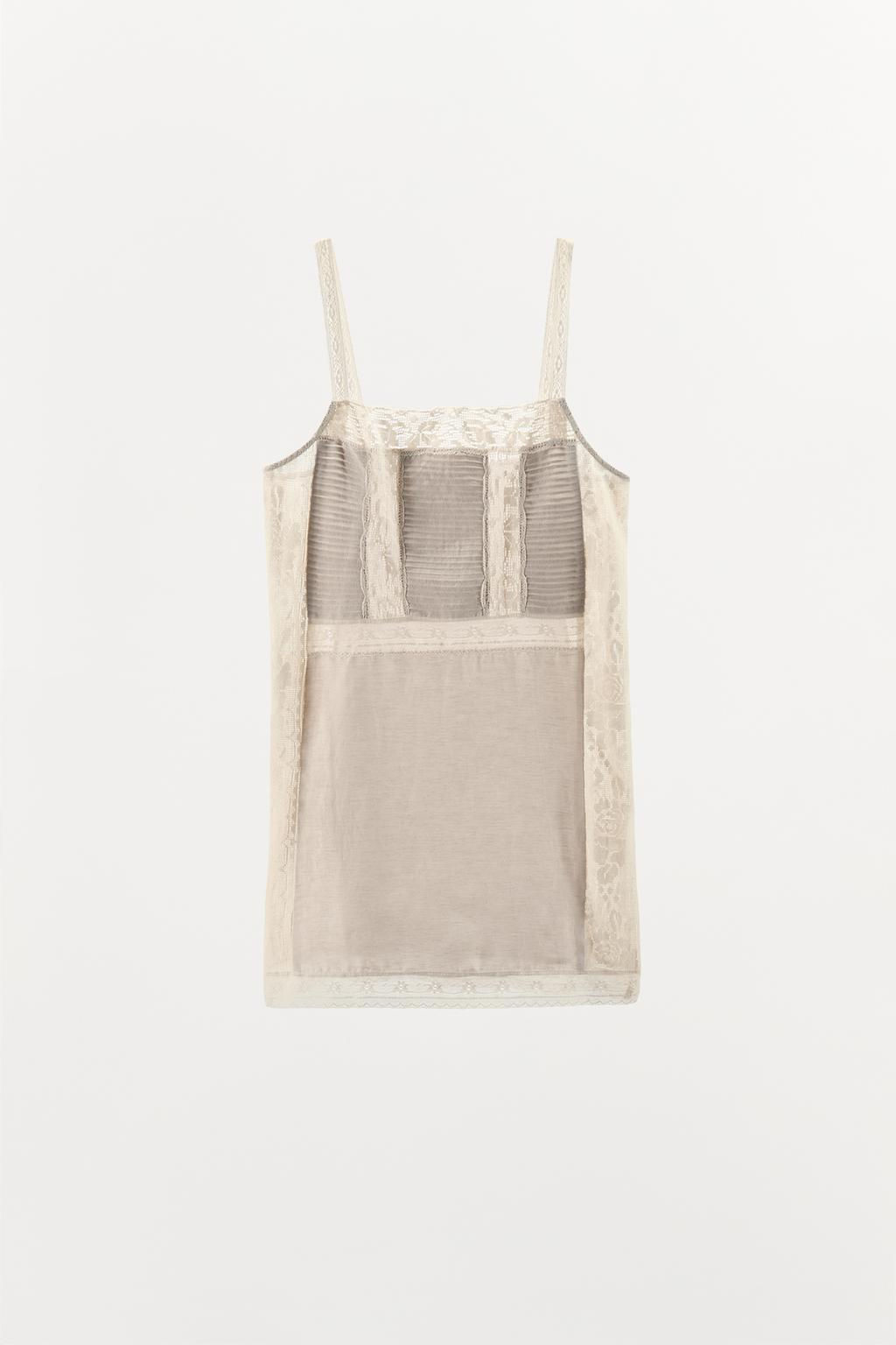 PLEATED LACE STRAPPY DRESS - Zara фото 7