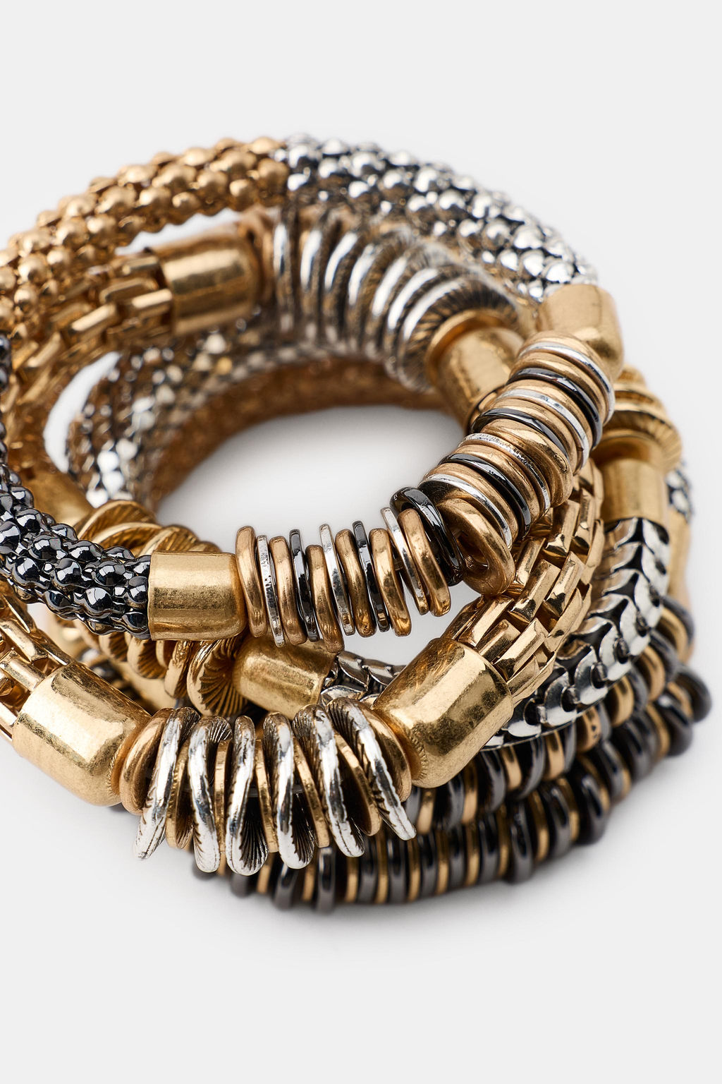 PACK 5 PULSERAS EL?STICAS COMBINADAS / Oro / Plata - Zara фото 5