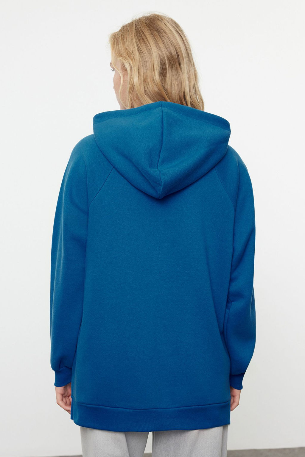 Saks Kapusonlu Oversize Sardonlu Orme Sweatshirt