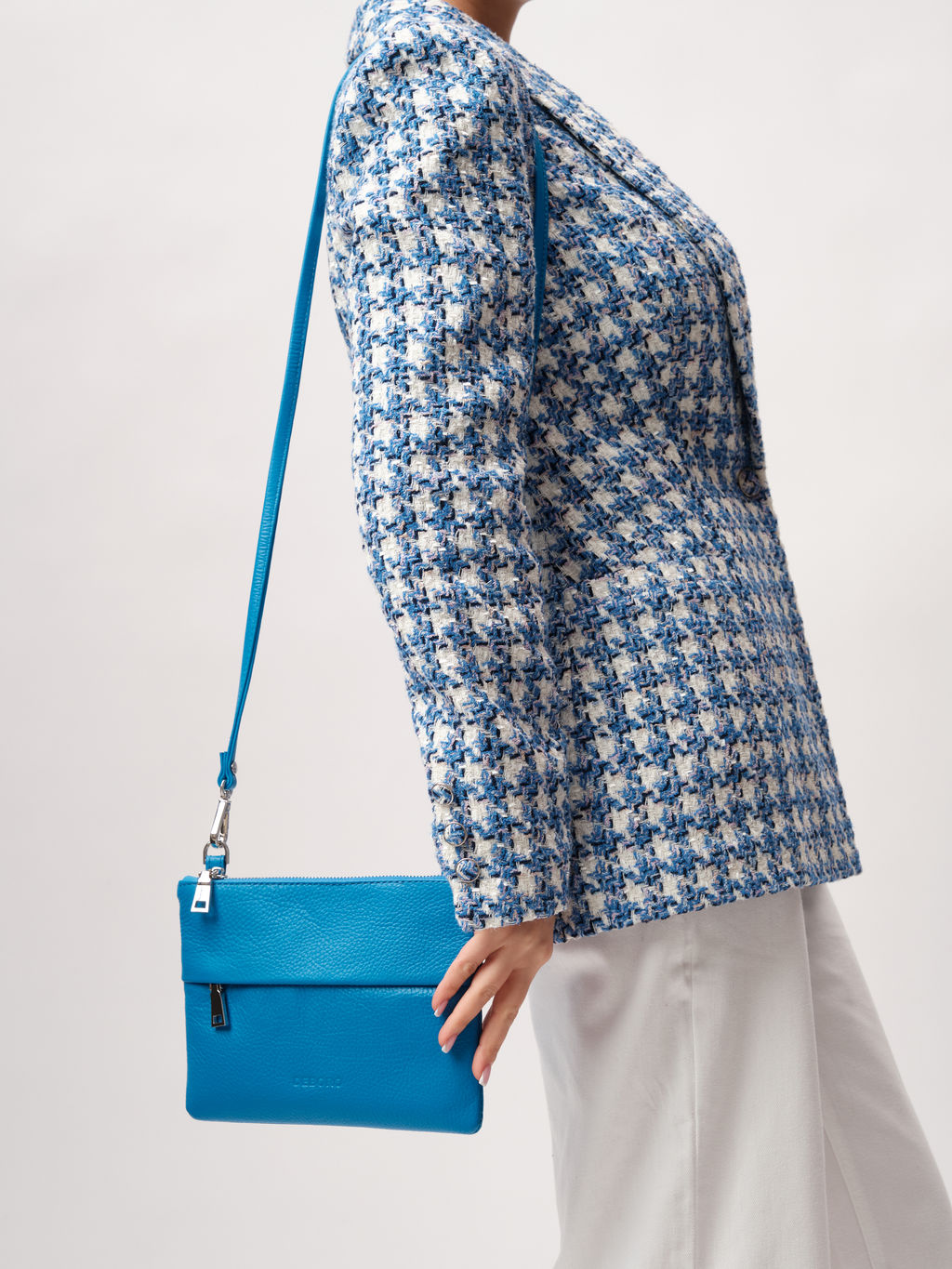 Кожаная сумка Deboro 3017 голубая река