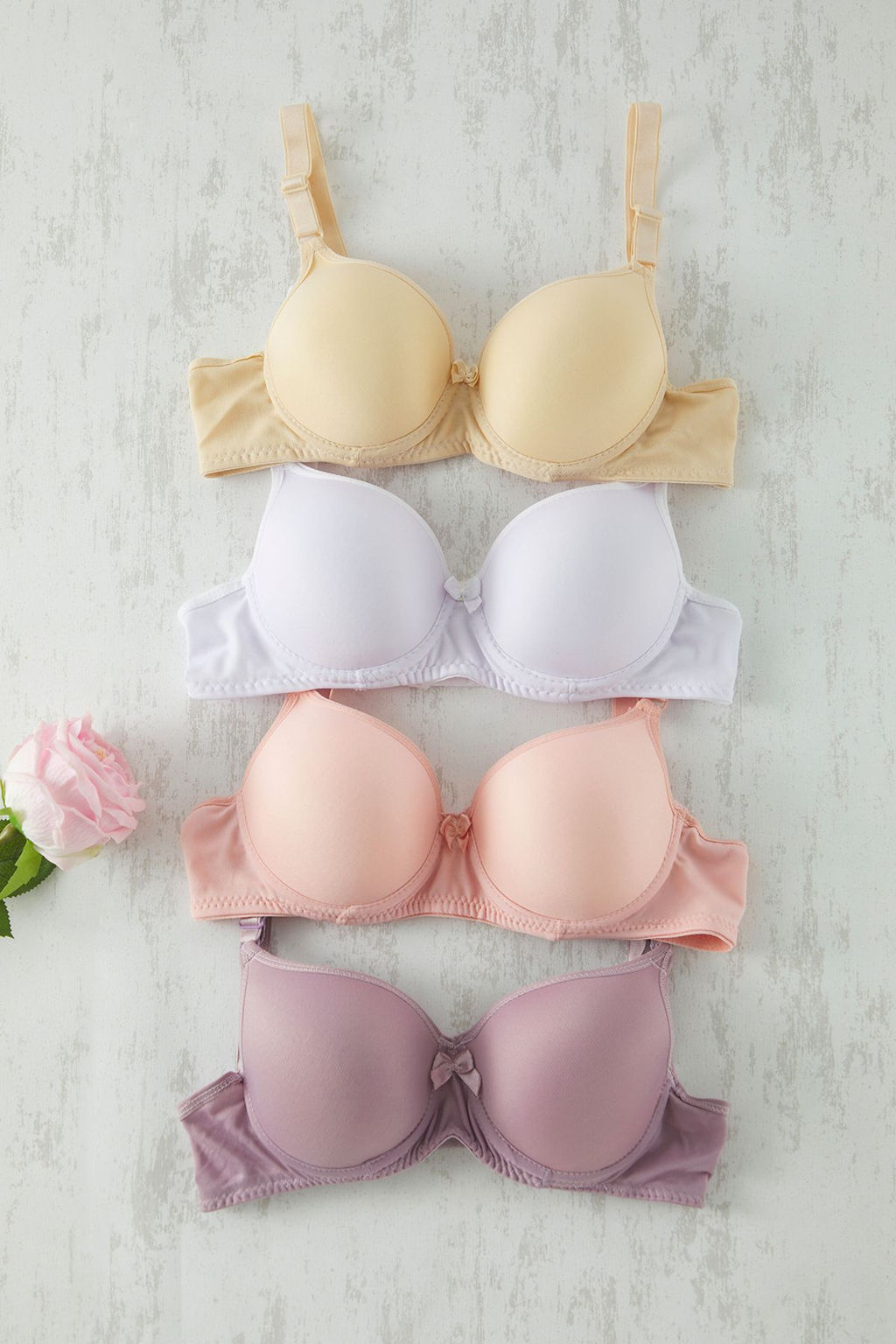 TRENDYOLMILLA K?rm?z?-Cok Renkli 4lu Paket Micro Kurdele/Fiyonklu Kapl? T-Shirt Bra Orme Sutyen THMSS25SU00034  фото 6