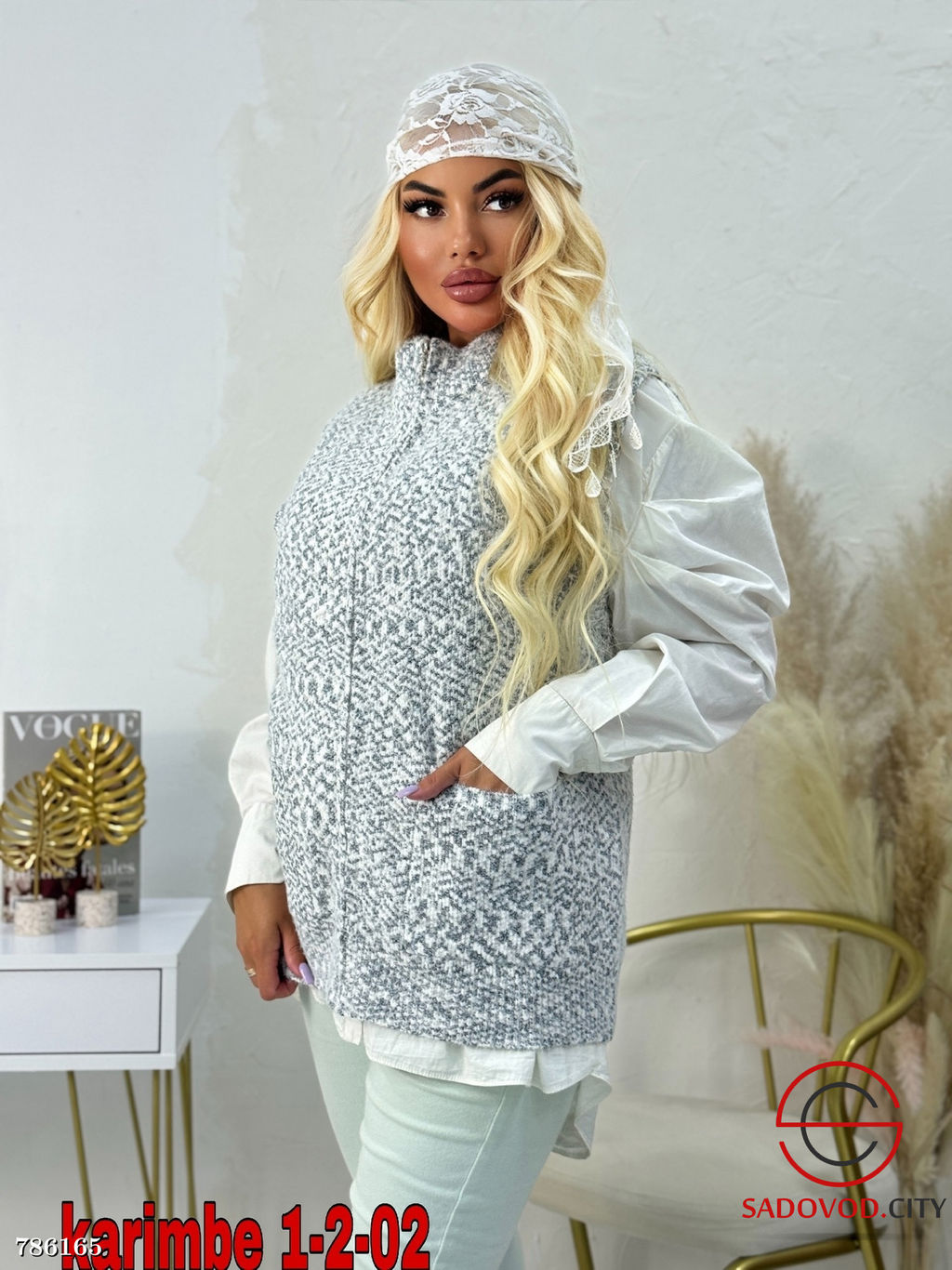 Жилетка вязанная на молнии