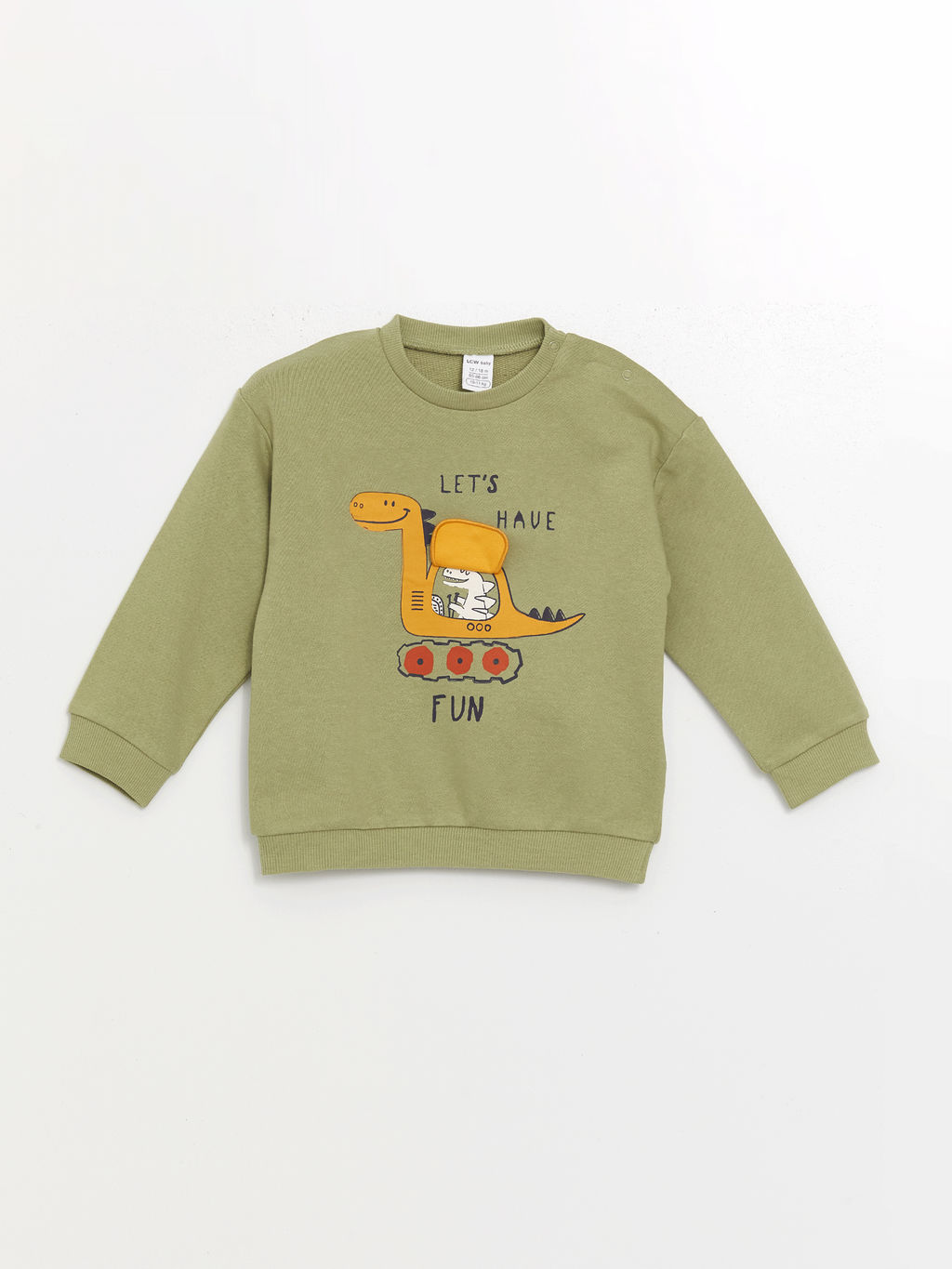 Bisiklet Yaka Bask?l? Erkek Bebek Sweatshirt