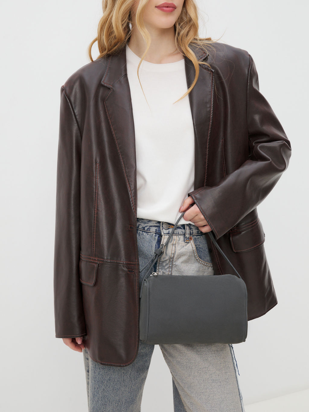 Женская сумка с ручками MAISON DAVID MARY Артикул 4489192, темно-серый фото 3