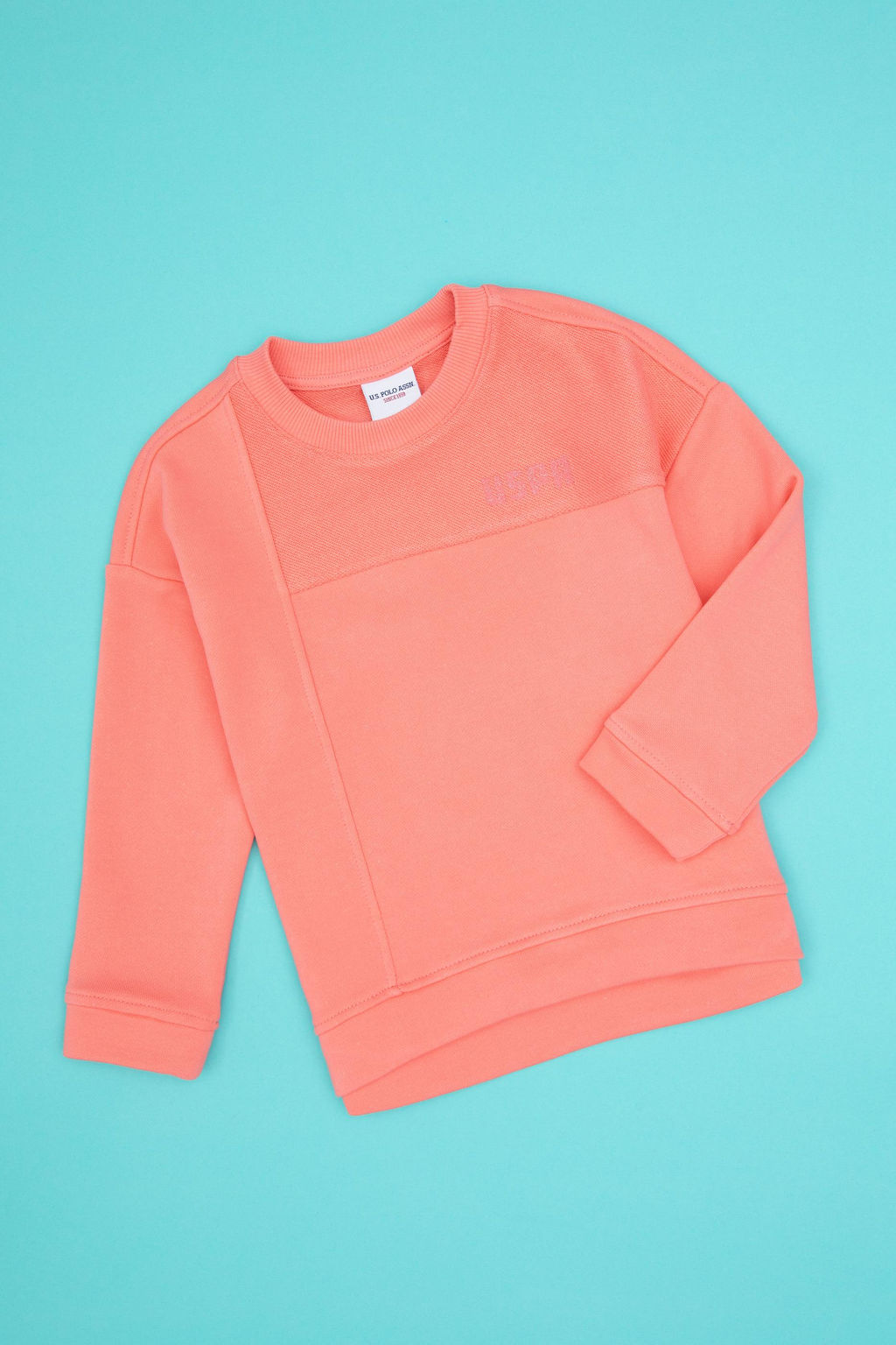 K_z _ocuk Neon Pembe Bisiklet Yaka Sweatshirt