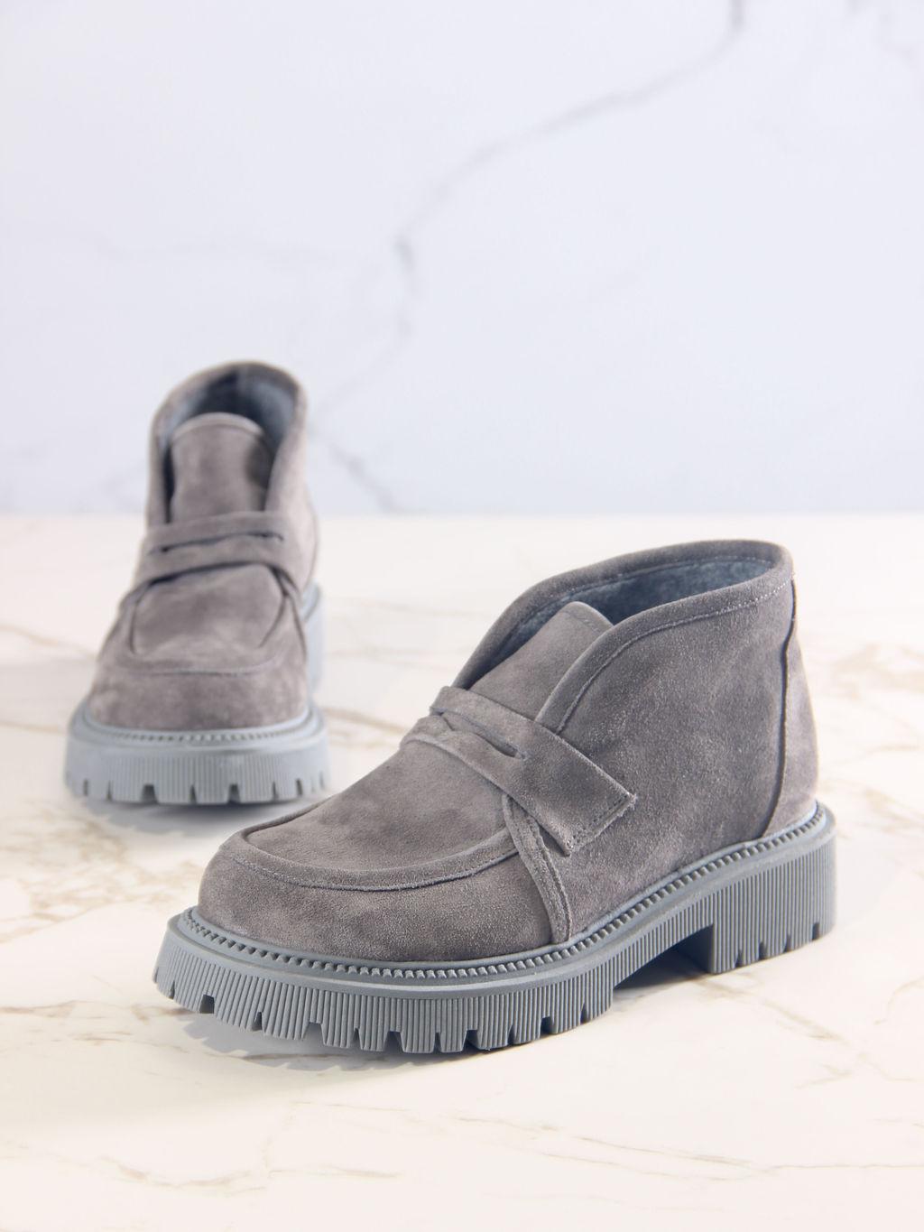 Полуботинки 304.taskanagr.Серый замок замша/байка
