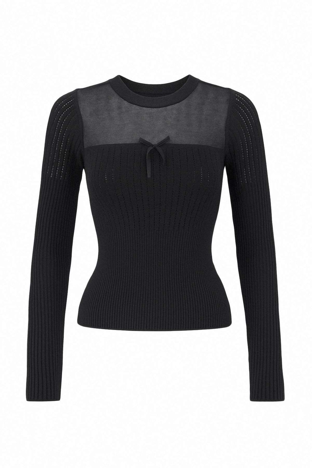 Siyah Merserize Gorunumlu Premium/Ozel Iplikli Transparan Detayl? Triko Kazak TWOAW26KZ00019 - Trendyolmilla фото 5