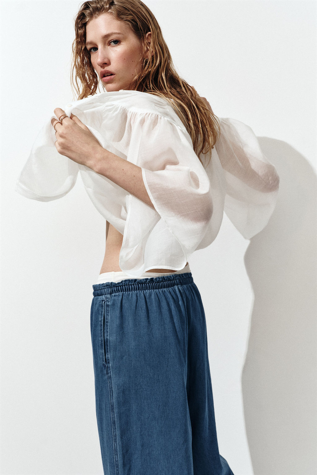 Pantal?n ancho con cintura paper bag - H&m фото 6