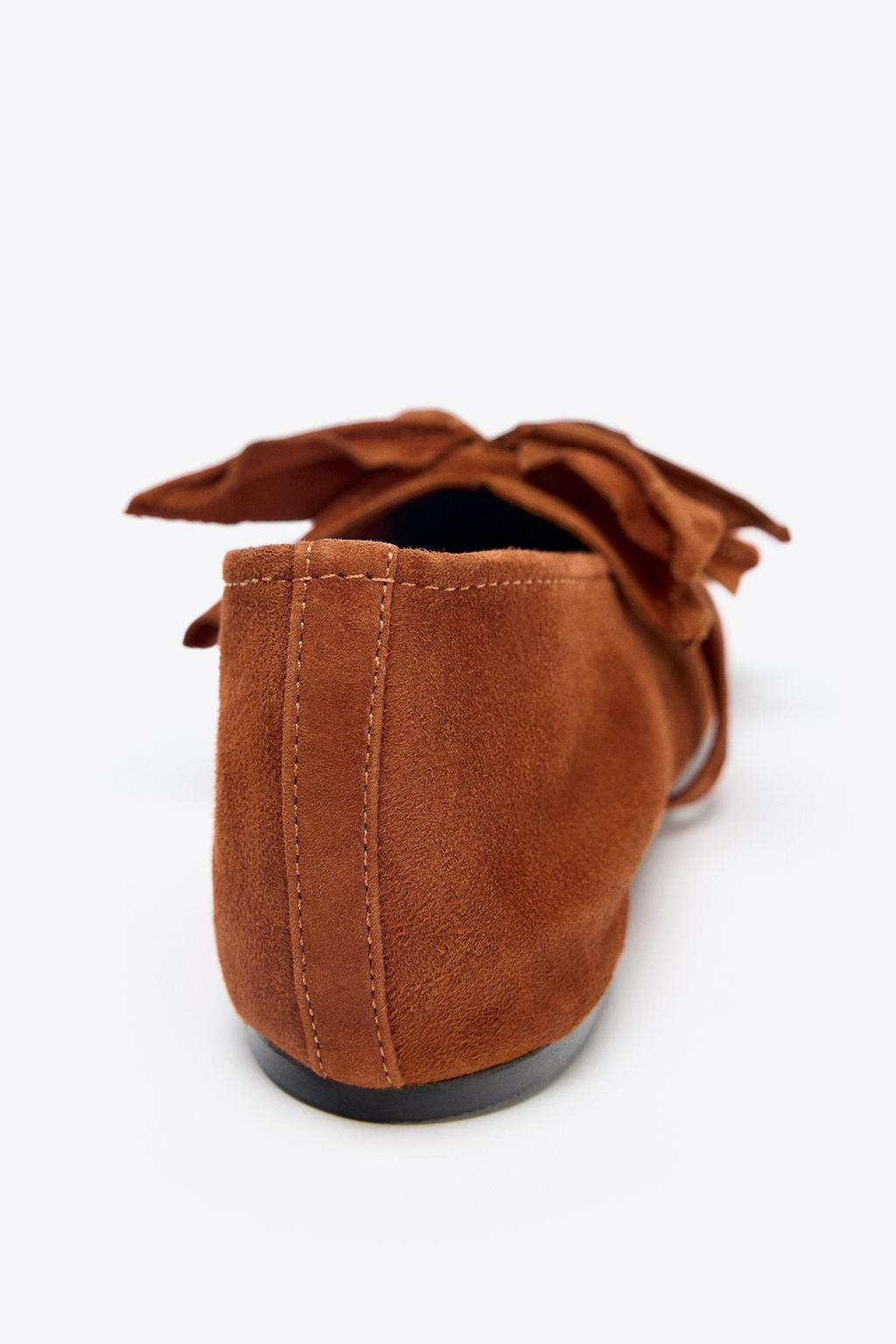 LEATHER FLOWER BALLERINAS - Zara фото 7