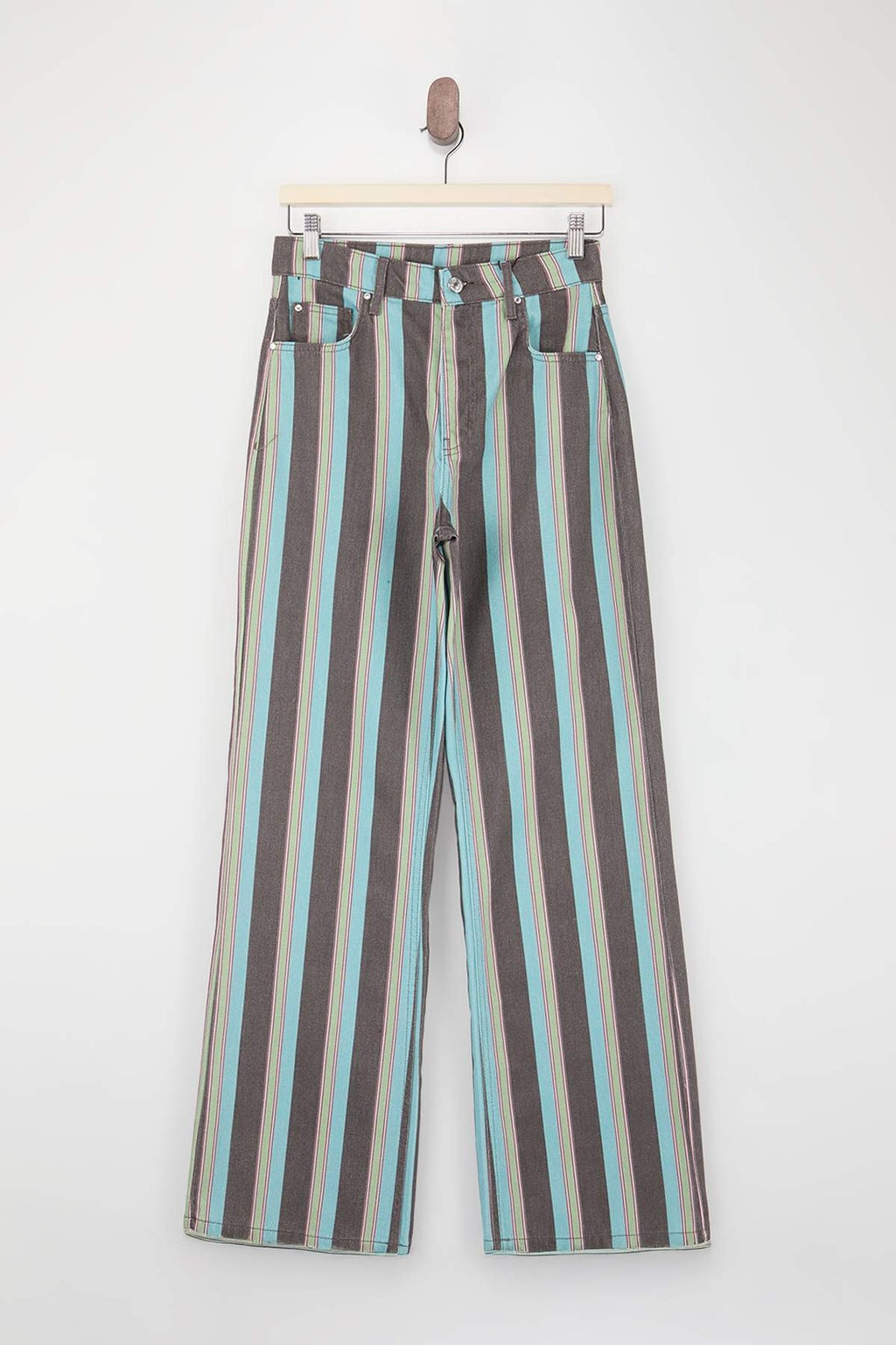 _ok Renkli D_K_ML_ _izgili Bask_l_ %100 Pamuk Y_ksek Bel Wide Leg Jeans TWOSS26JE00232 - Trendyolmilla фото 5