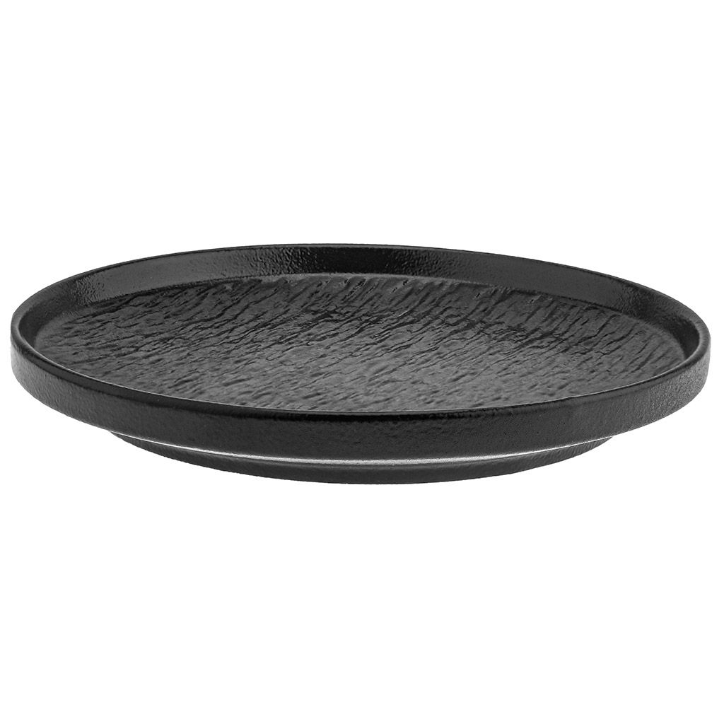 Шунгит 3D Тарелка мелкая фарфоровая д250мм h33мм, черный, глянцевая глазурь, рельефный декор (Китай) - Домашняя Мода фото 2