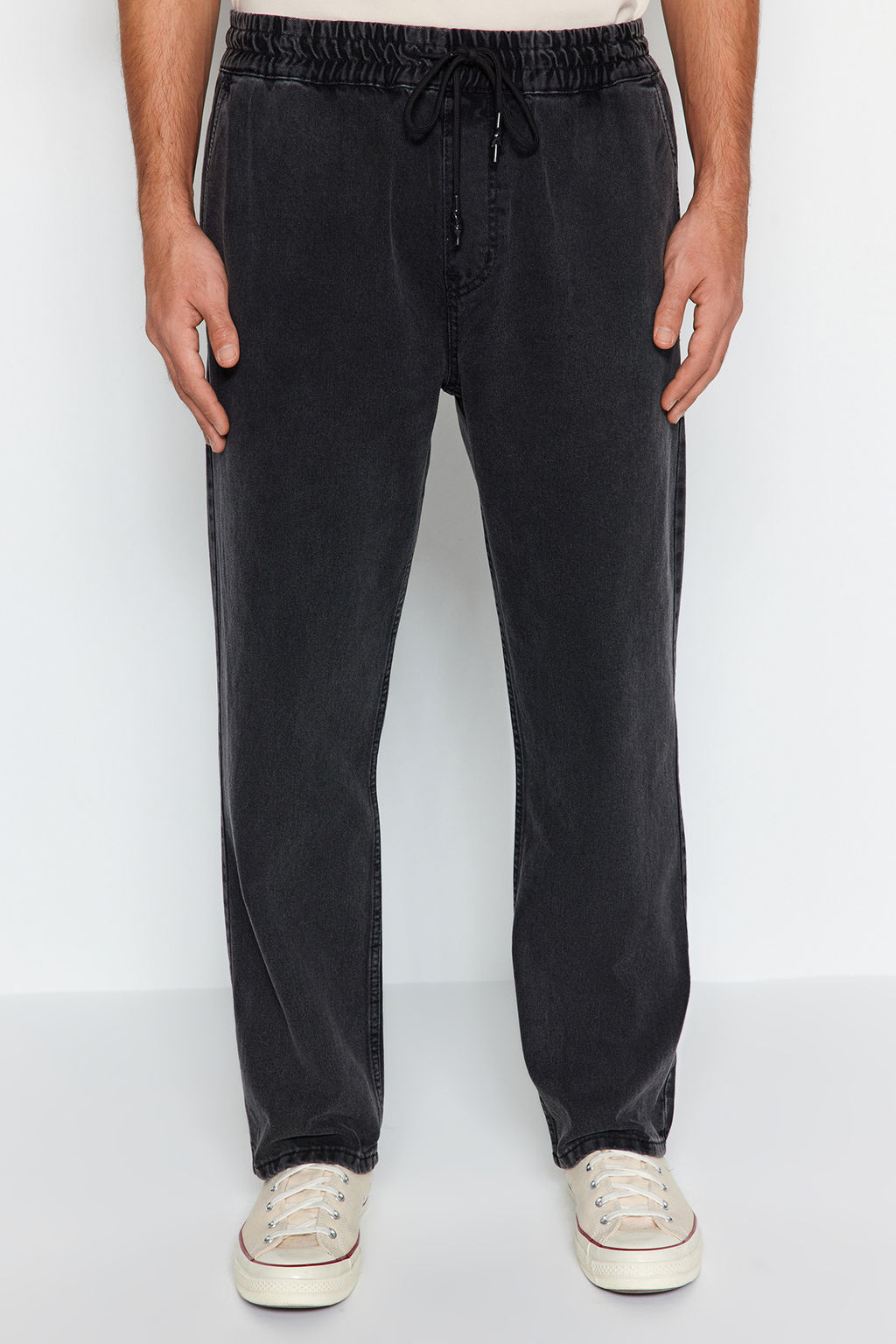 TRENDYOL MAN Siyah %100 Pamuk Regular Fit Beli Lastikli Jeans Bol Kot Pantolon TMNAW24JE00025 - Trendyolmilla фото 11