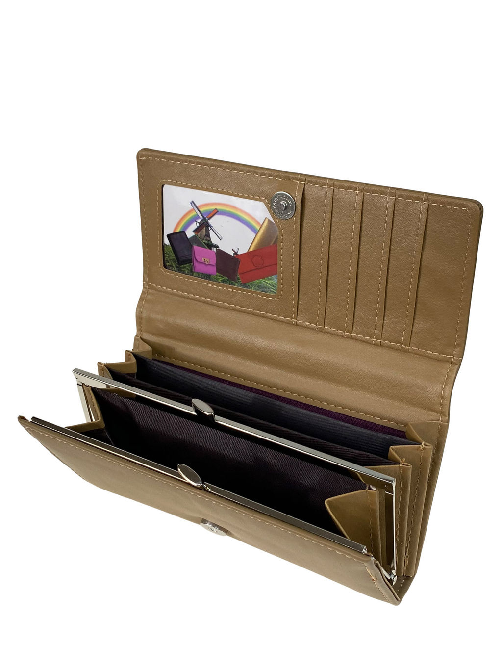 Женский кошелек с фермуаром из натуральной кожи, мультицвет - Greta фото 58