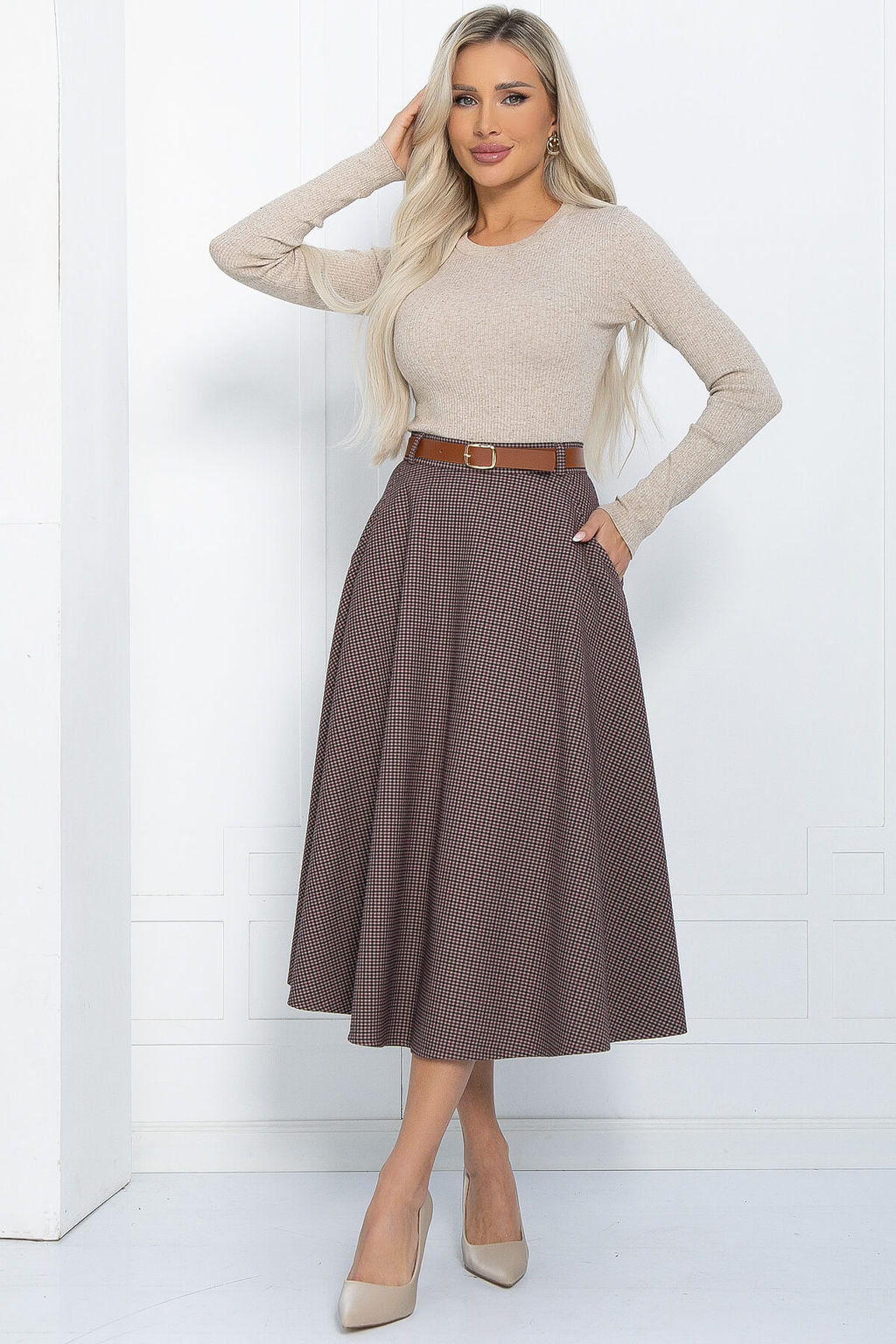 Юбка Уверенная грация (коричнево-бордовая) Ю12213-2 - Lt collection фото 6