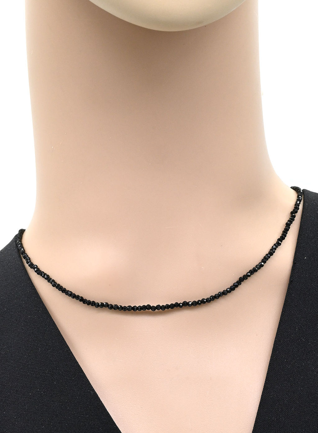 Чокер на шею женский из циркона шарик граненый 2мм цвет черный, 39см - Радуга камня фото 2