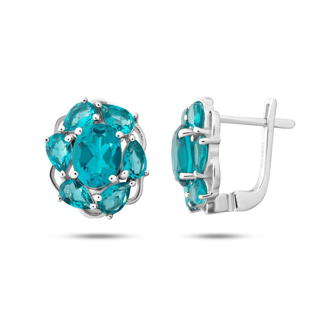 Серьги, аквамарин выращ., Май