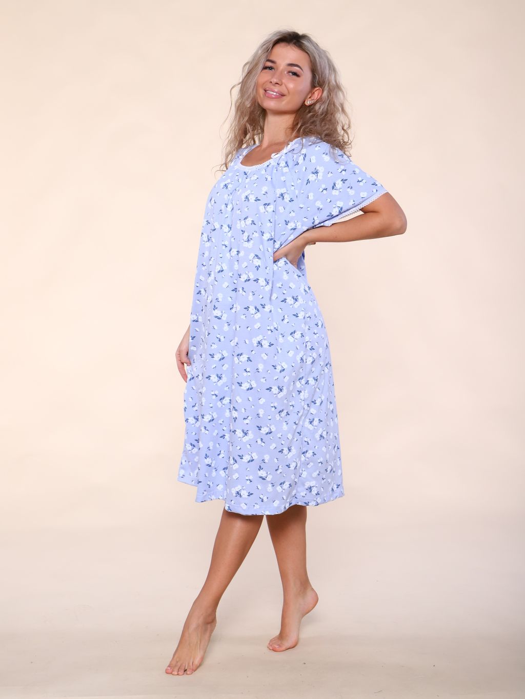 М296а сорочка Карина (сиреневые цветы)