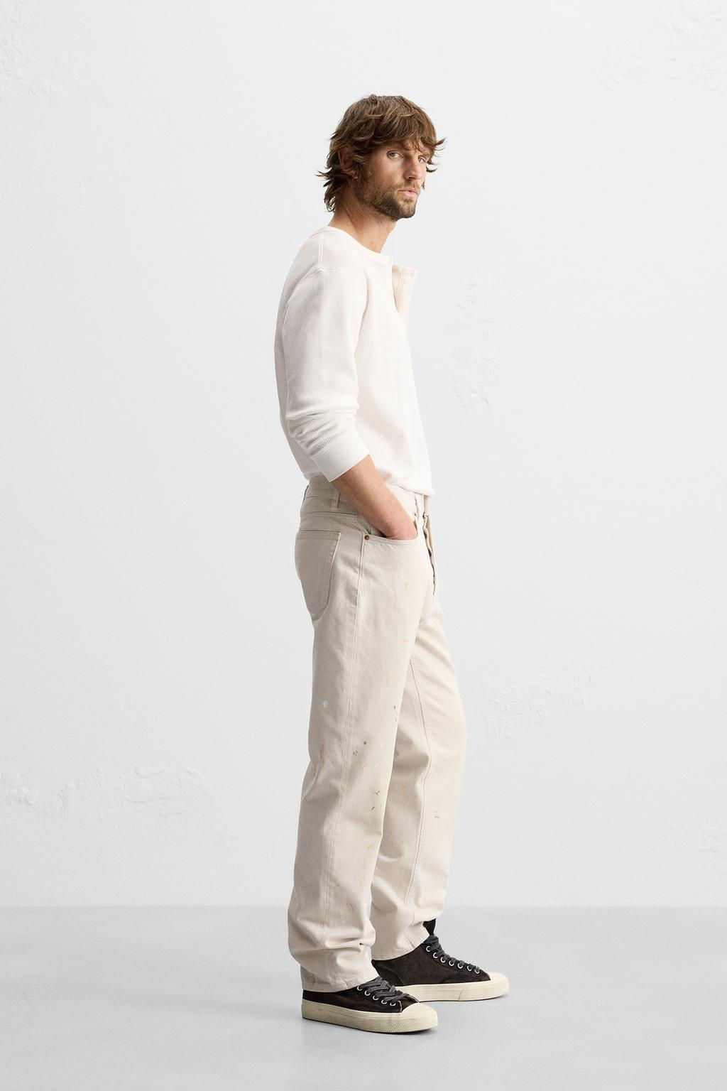 PAINT SPLATTER STRAIGHT-LEG JEANS - Zara фото 4